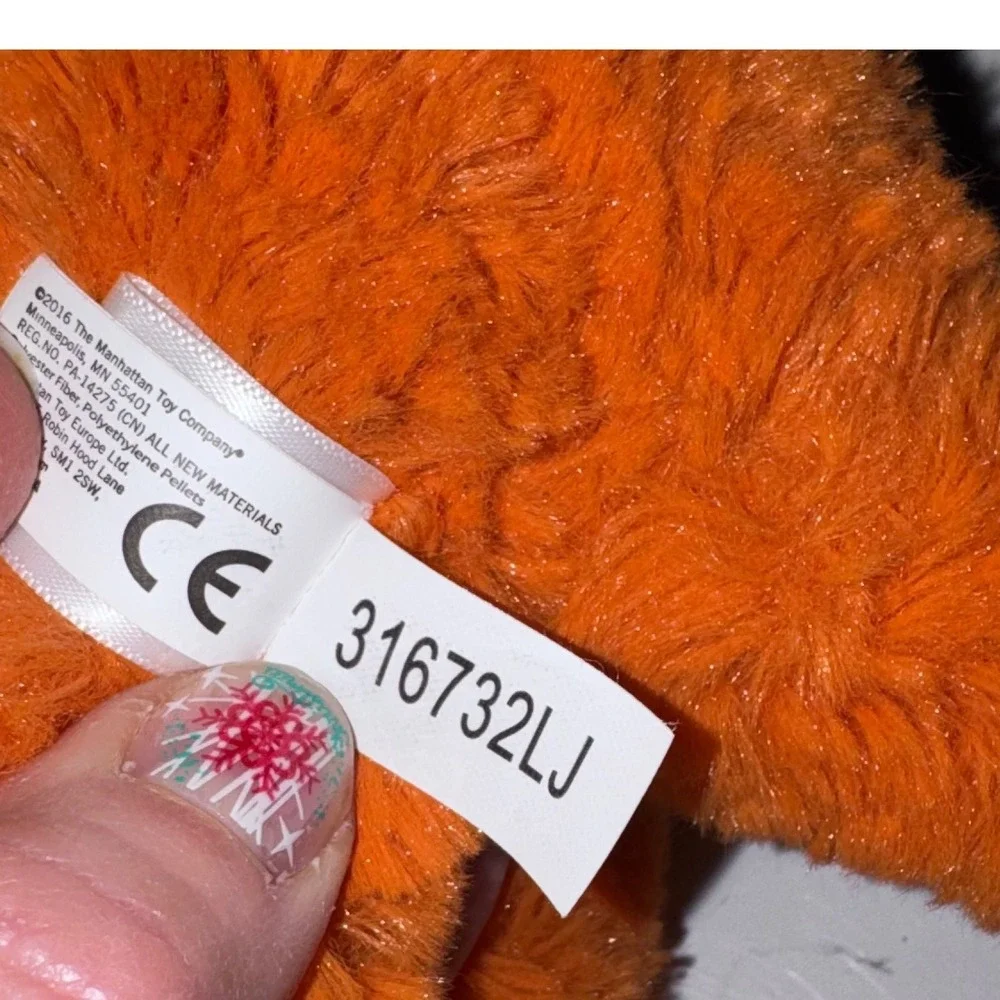 Manhattan Toy Orange‎ Plush Triceratops Dinosaur Stuffed Animal Toy 316732LJ